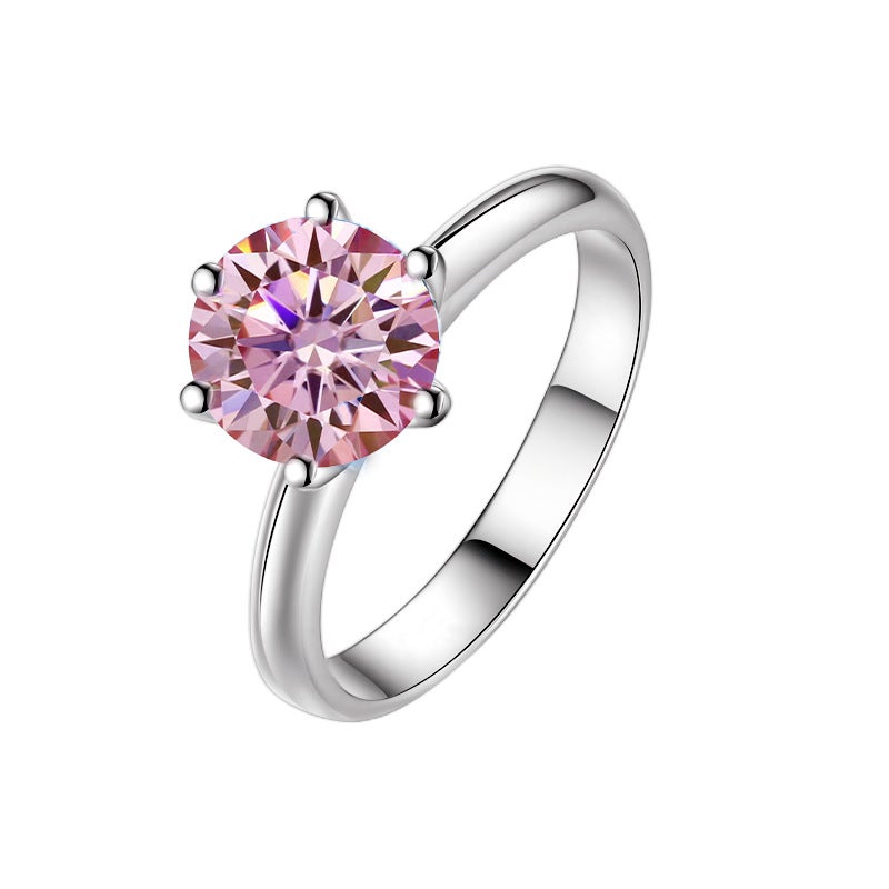 T Family Six-Claw Ring Moissanite Ring Classic Couple Wedding Engagement 925 Sterling Silver Ring Manufacturers - Image 1